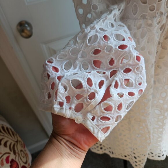 J Crew Tiered Embroidered Eyelet Dress Size L White - Picture 7 of 14